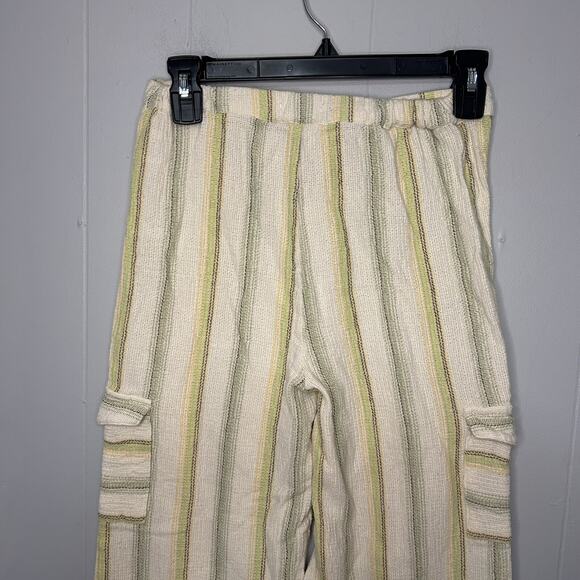 Tahari Girls Sz 12 Striped Cotton Boho Cargo Pants Bohemian Wide Summer Beach - Picture 4 of 6